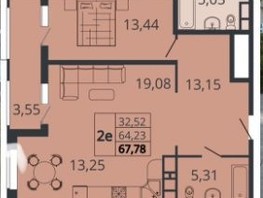 Продается 1-комнатная квартира ЖК Родные просторы, литера 3, 67.6  м², 7781000 рублей